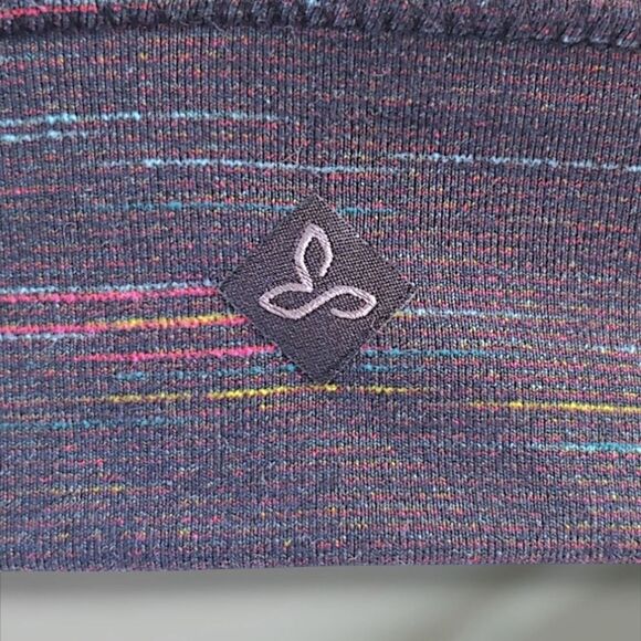 prAna Itzel High Neck Ladder Back Grey Pink Blue Yellow Sports Bra Women's XS - Picture 9 of 10